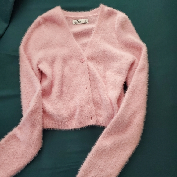 Hollister pink fuzzy cardigan - Picture 1 of 1